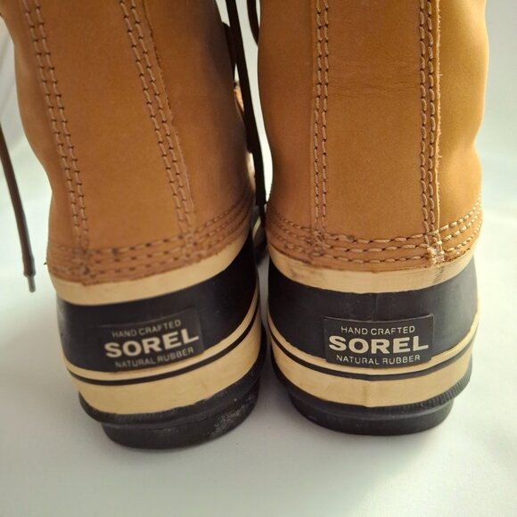 Sorel Caribou Womens Beige/Tan Waterproof Rubber Sole Winter Boots Laced Sz 8.5 - Picture 10 of 11